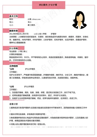 护理简历模板下载word