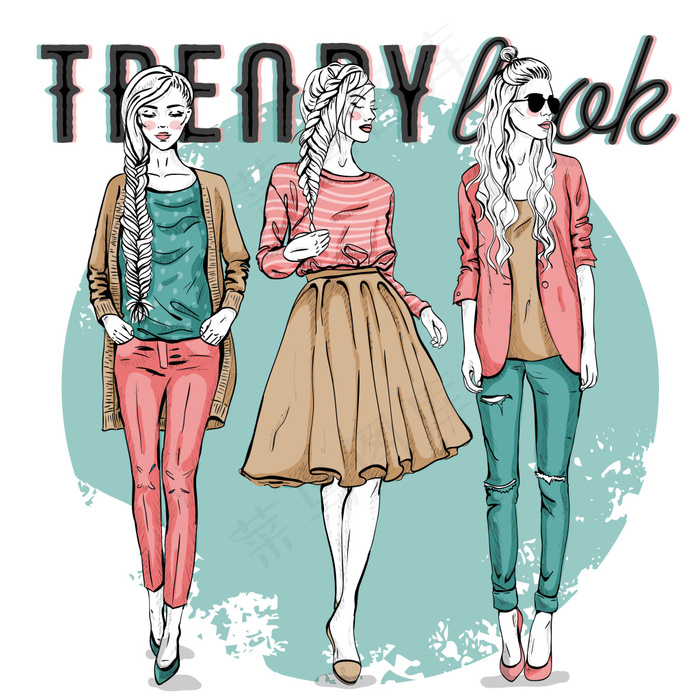 时尚潮流女性插画矢量素材