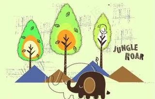 快乐的小象 树木图片