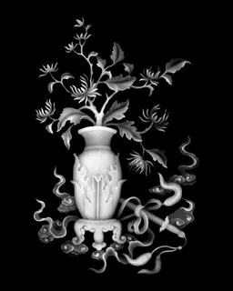 书柜菊花灰度图