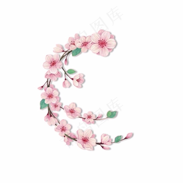 手绘粉色桃花元素eps,ai矢量模版下载