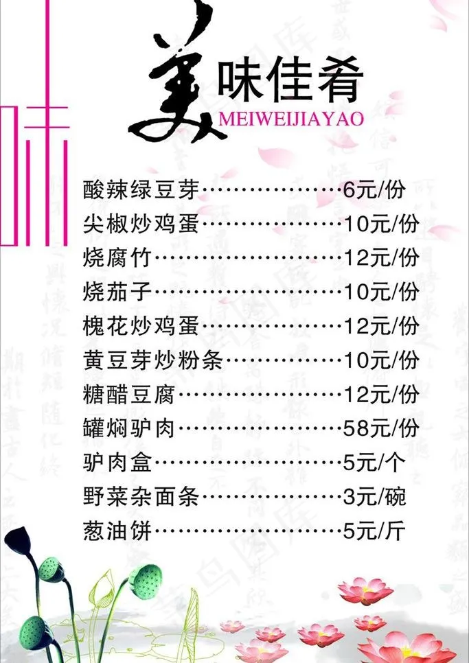 菜单图片cdr矢量模版下载