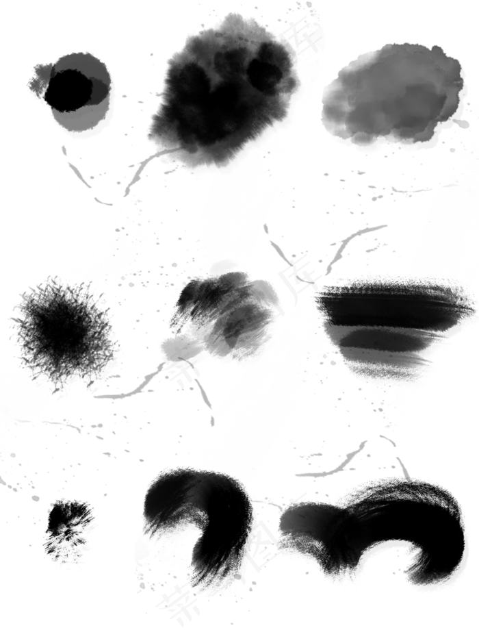 高清中国风水墨ps毛笔字笔刷污渍划痕墨迹(1024×1369像素/300dpi)psd模版下载