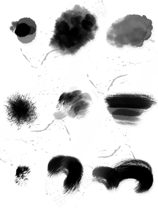 高清中国风水墨ps毛笔字笔刷污渍划痕墨迹