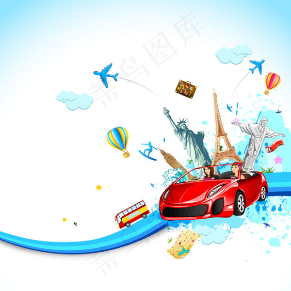 时尚旅游元素01—矢量素材ai矢量模版下载