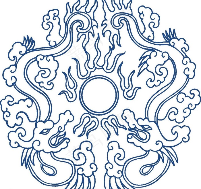 龙纹图案cdr矢量模版下载
