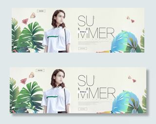 夏季小清新风女装淘宝首页海报