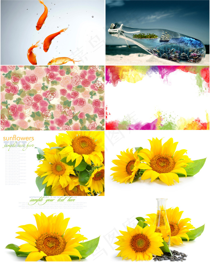 花朵和金鱼背景