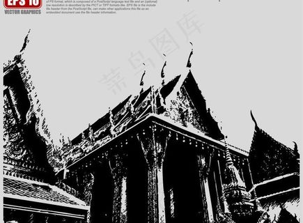 泰国建筑矢量剪影图片