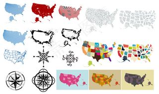 gomedia出品的罗盘地图矢量素...