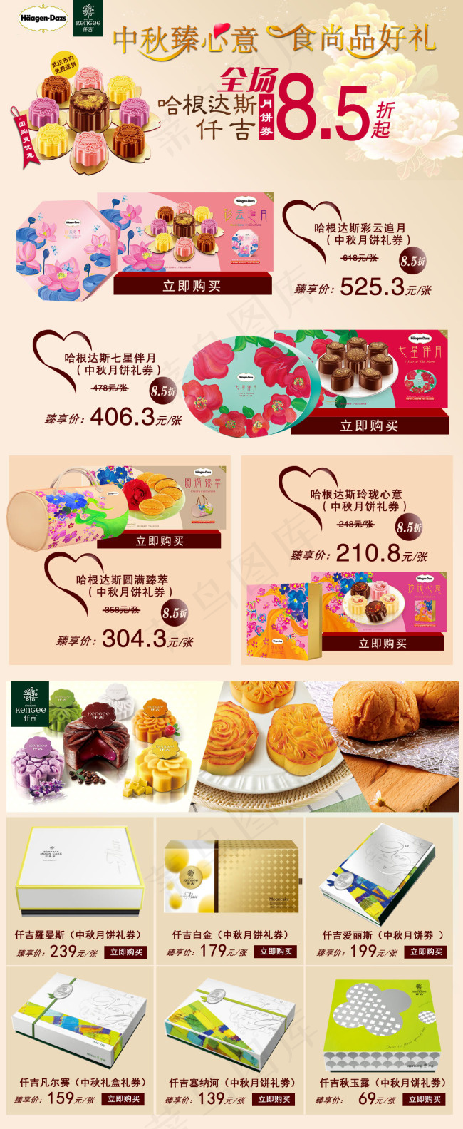 中秋好礼哈根达斯月饼促销页面设计psd模版下载