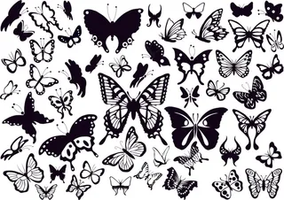 蝴蝶剪纸立体蝴蝶花蝴蝶矢量素材