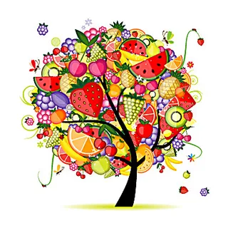 矢量水果抽象树