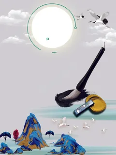 中国风传统黑白水墨书桌背景