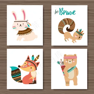 卡通动物儿童装饰插画背景元素设计矢...