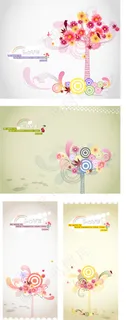 浪漫鲜花挂满树枝背景矢量图