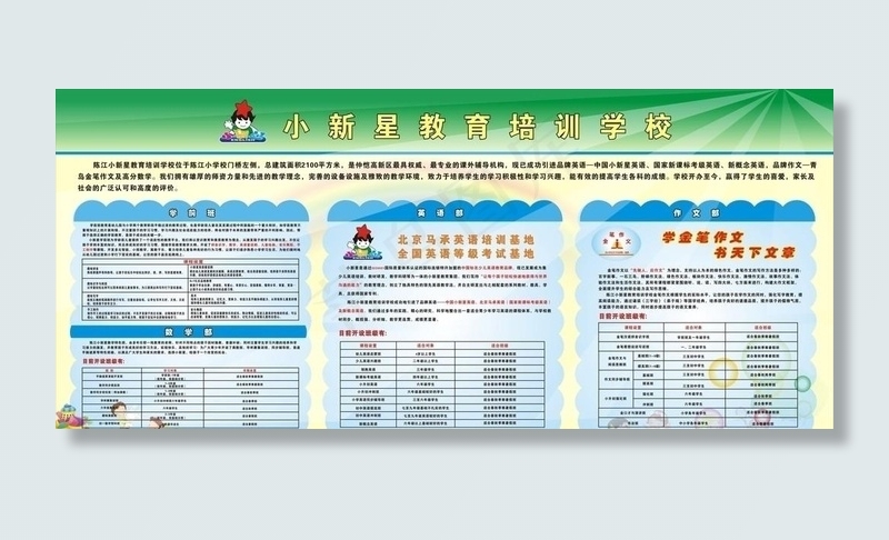 小新星教育培训学校宣传栏cdr矢量模版下载