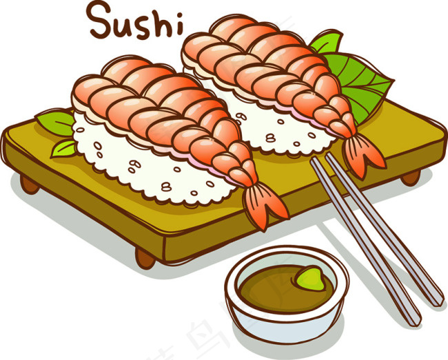 矢量卡通寿司元素
