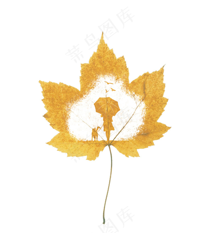 枫叶镂空剪影效果任务剪影树叶镂空