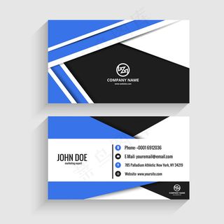 蓝色和黑色的折纸名片