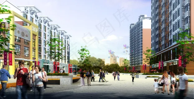商业街效果图图片 商业街效果图图片