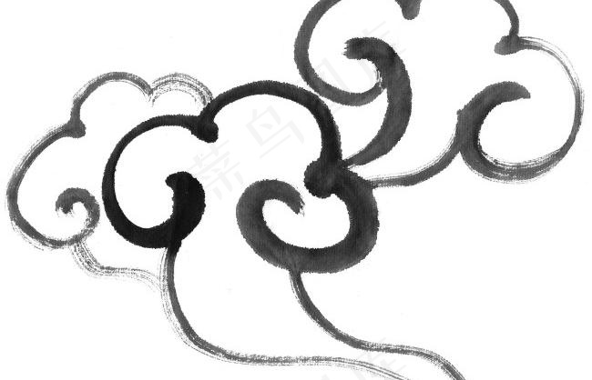 三朵祥云线描手稿