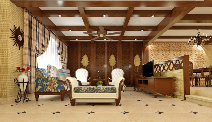 中式客厅装修设计效果图