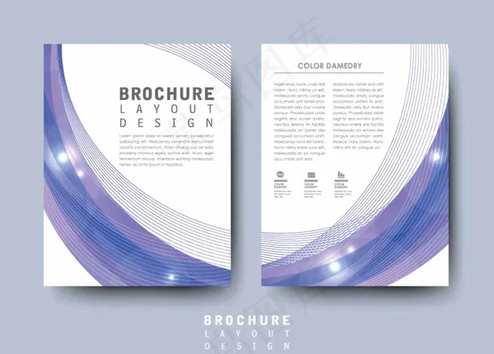 蓝紫色简洁画册eps,ai矢量模版下载