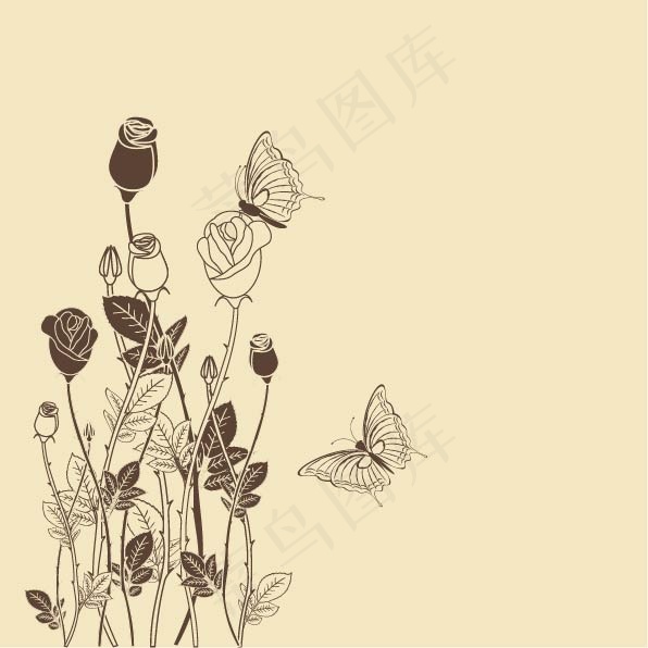 精美淡雅手绘花卉背景矢量素材