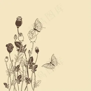 精美淡雅手绘花卉背景矢量素材