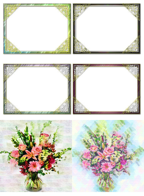 鲜花与装饰边框png素材