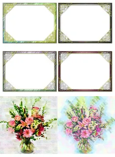 鲜花与装饰边框png素材