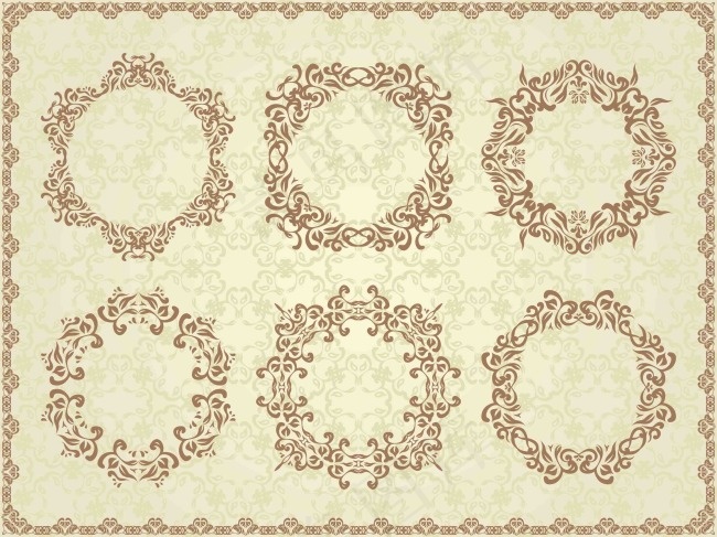 欧式花纹圆形矢量