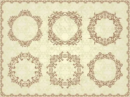 欧式花纹圆形矢量