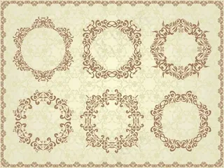 欧式花纹圆形矢量