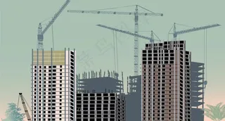 城市建筑工地剪影图片