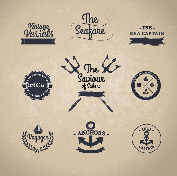 复古航海矢量标志