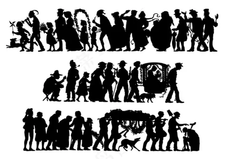 欧美古典人物剪影矢量素材