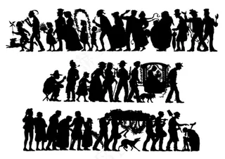 欧美古典人物剪影矢量素材