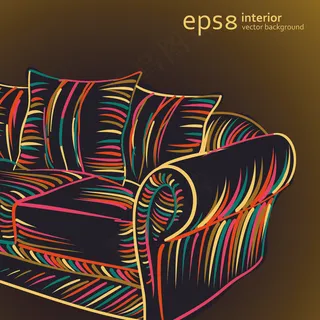 手绘风格家居沙发矢量图