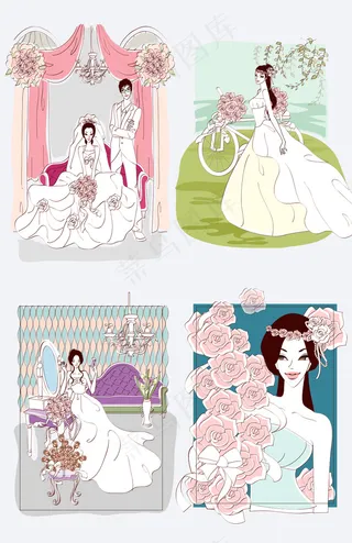 婚纱人物矢量
