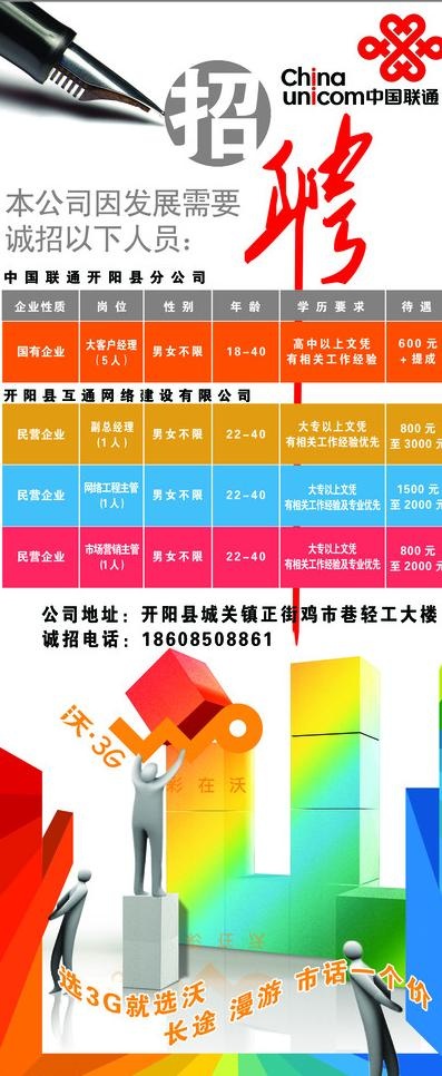 联通公司招聘海报 g3图片