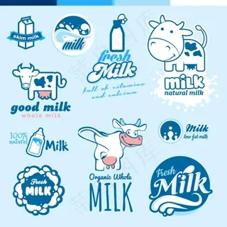 牛奶卡通logo设计矢量图