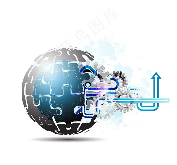 动感拼图地球箭头齿轮图片eps,ai矢量模版下载