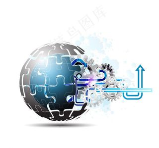 动感拼图地球箭头齿轮图片