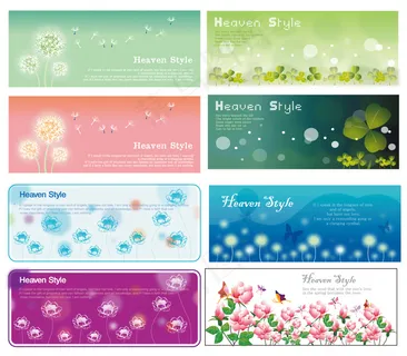 淡雅唯美植物横幅矢量图 AI