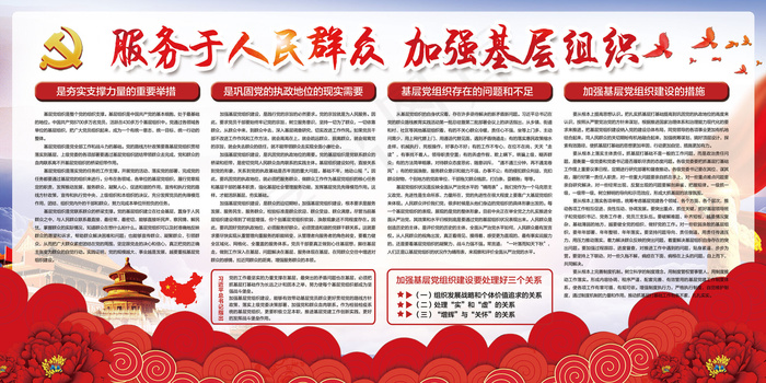 服务于人民群众加强基层组织展板psd模版下载