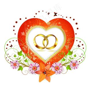 爱心花纹戒子矢量图