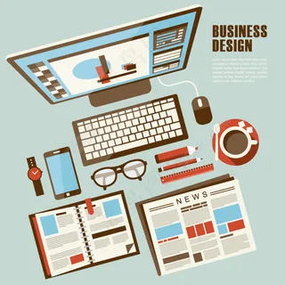 扁平化办公背景矢量素材