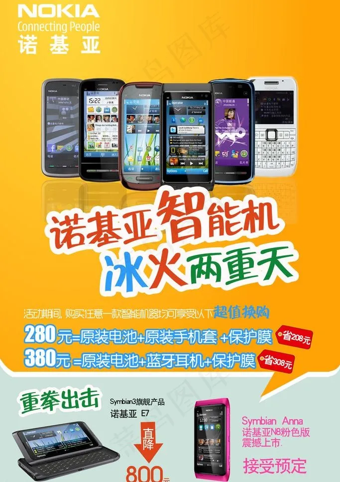 诺基亚手机夏日促销单页图片psd模版下载
